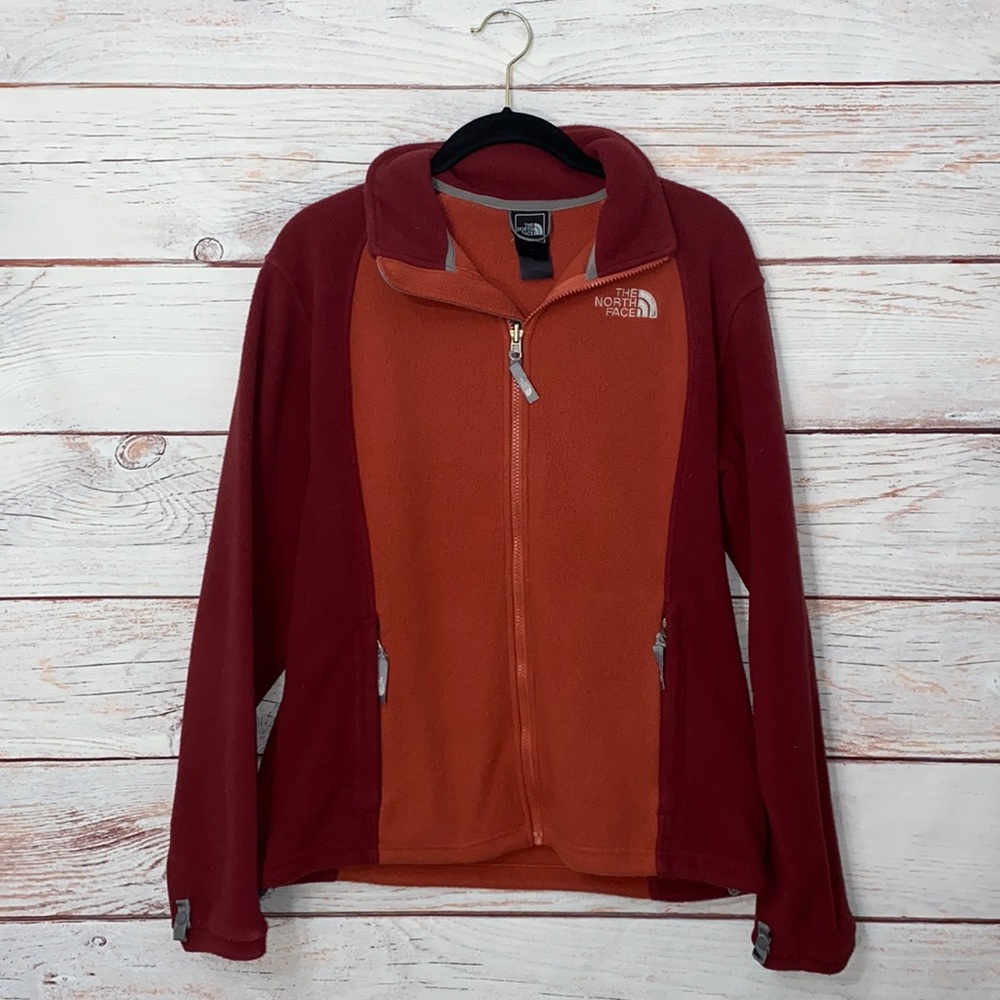 North Face Zip Up Fleece Sweatshirt Orange Large